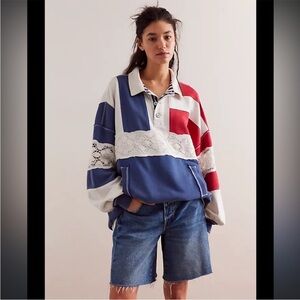 Free People We The Free American Dream Polo size small oversized nwot